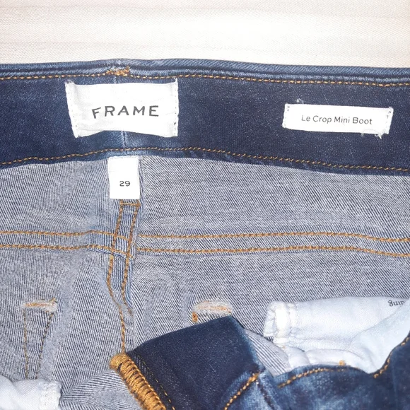 FRAME Le Crop Mini Boot Blue Frayed Hem Flared Jeans - Picture 5 of 13